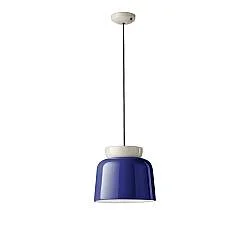 Sospensione Vintage Grande Decò Corcovado Ceramica Crema E Blu Robot E27
