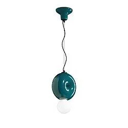 Sospensione Vintage Decò Bumbum 1 Elemento Ceramica Verde Petrolio 1 Luce E27