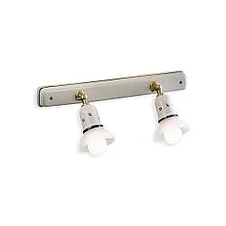 Applique Classica Savona Ceramica E Ottone Satinato 2 Luci E14