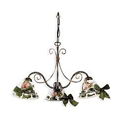 Lampadario Classico Napoli Metallo E Ceramica Nero Sfumato Rame 3 Luci E14