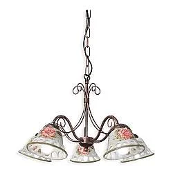 Lampadario Classico Napoli Metallo E Ceramica Nero Sfumato Rame 5 Luci E14