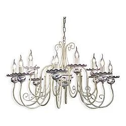 Lampadario Classico Sanremo Metallo E Ceramica Bianco Sfumato Oro 12 Luci E14