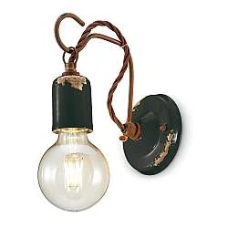 Applique Vintage Ceramica Nera Con Filamento 1 Luce E27