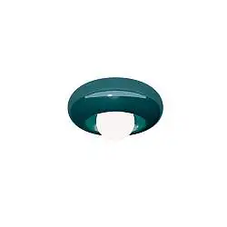 Applique Vintage Bumbum Ceramica Verde Petrolio Vetro Opalino 1 Luce E27 D40,5Cm