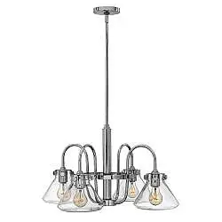 Lampadario Contemporaneo Congress Acciaio Cromo Vetro 4 Luci E27