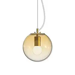 Sospensione Contemp Mapa Clear Metallo Ottone Vetro Sfumato Ambra 1 Luce E27