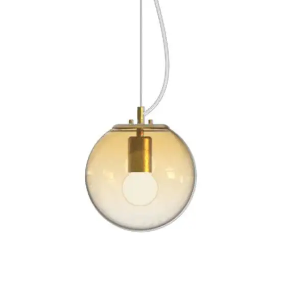 Sospensione Contemp Mapa Clear Metallo Ottone Vetro Sfumato Ambra 1 Luce E27 | Ideal Lux