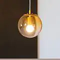Sospensione Contemp Mapa Clear Metallo Ottone Vetro Sfumato Ambra 1 Luce E27 | Ideal Lux