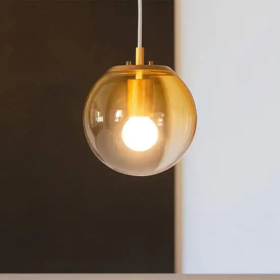 Sospensione Contemp Mapa Clear Metallo Ottone Vetro Sfumato Ambra 1 Luce E27 | Ideal Lux