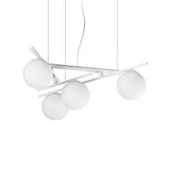 Lampadario Collezione ATLAS 4 Luci G9 Finitura Bianco Altezza Regolabile Ideal Lux