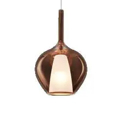 Sospensione Contemporanea Kalique Vetro Rame Bianco E Cromo 1 Luce E27 H50Cm