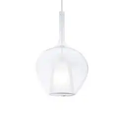 Sospensione Contemporanea Kalique Vetro Trasparente Bianco E Cromo E27 H50Cm