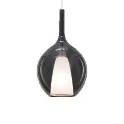 Sospensione Contemporanea Kalique Vetro Fumè Bianco E Cromo 1 Luce E27 H53Cm