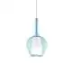 Sospensione Contemporanea Kalique Vetro Azzurro Bianco E Cromo 1 Luce E27 H33Cm