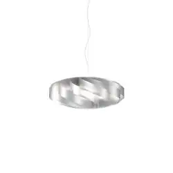 Lampadario Moderno Flat Polilux ® Argento E Metallo Cromo 5 Luci E27
