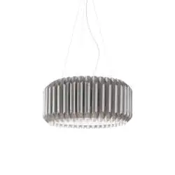 Sospensione Moderna Louise Polilux ® Argento E Metallo Cromo 1 Luce E27 D60Cm