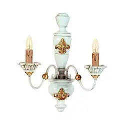 Applique In Legno Classico Avorio Oro 2 Luci Cigno