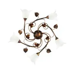 Plafoniera Arte Povera Cestino 5 Luci Marrone e Bianco LuceArt Classic