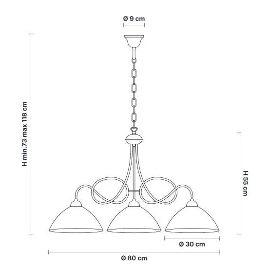 Lampadario Rustico Bistrot 3 Luci Ruggine e Bianco LuceArt Classic | LuceArt Classic