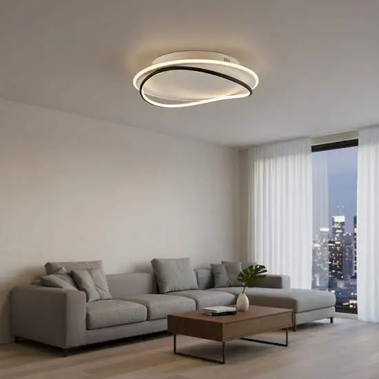 Plafoniera Moderna Cairns Plastica Nero-Bianco Led 47W Dimmerabile | LuceArt Classic