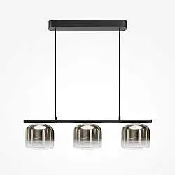 Lampadario Contemporaneo Spirito Metallo E Vetro Nero 3 Luci Led 14W