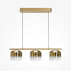 Lampadario Contemporaneo Spirito Metallo E Vetro Oro 3 Luci Led 14W