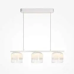Lampadario Contemporaneo Spirito Metallo E Vetro Bianco 3 Luci Led 14W