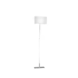 Piantana Contemporanea Para Hotel Metallo Cromo Tessuto Bianco 1 Luce E27