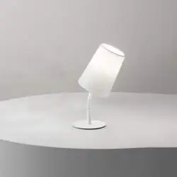 Lampada Da Scrivania Contemporanea Mash Metallo Bianco Tessuto 1 Luce E14