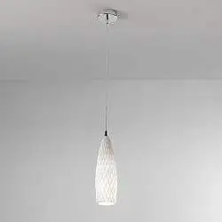 Sospensione Contemporanea Flut Metallo Cromo Vetro 1 Luce E27