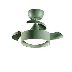 Ventilatore Moderno Cleo Metallo Tessuto Verde Bosco Opaco Led 22W Cct