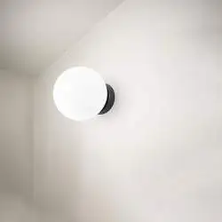 Applique Contemporanea Maga Metallo Nero Vetro 1 Luce E14