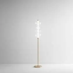Piantana Contemporanea Bubbles Alluminio Oro Vetro Trasparente Led 36W 3000K
