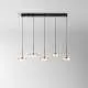 Lampadario Contemporaneo Aere Metallo Oro Rosa Vetro Nero 5 Luci Led 14W 3000K