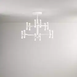 Plafoniera Contemporanea Candles Metallo Bianco Opaco Acrilico Led 68W 3000K
