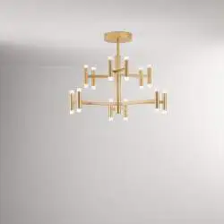 Plafoniera Contemporanea Candles Metallo Oro Spazzolato Acrilico Led 68W 3000K