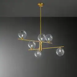 Plafoniera Contemporanea Pyrex Metallo Ottone 6 Luci G9 Ip20