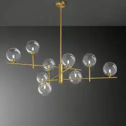 Plafoniera Contemporanea Pyrex Metallo Ottone 9 Luci G9 Ip20