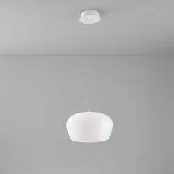 Lampadario Moderno Kave Metallo Vetro Bianco Led 20W 3000K Dimmerabile Ip20