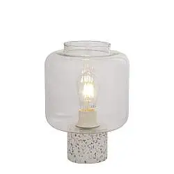 Abatjour Contemporaneo Nave Cemento Bianco Vetro Trasparente 1 Luce E27