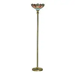 Piantana Tiffany Libellula Acciaio Ottone Multicolor 1 Luce E27