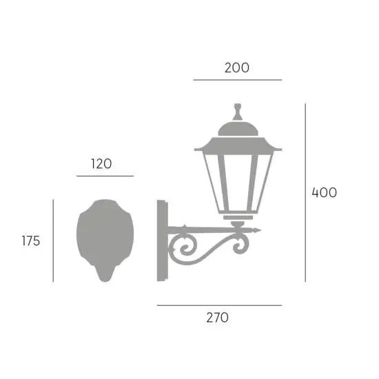 Applique Per Esterno 1 Luce In Alto In Alluminio Nero E27 Esagonale | Sovil