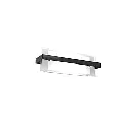 Applique Industrial-Minimal Cross Metallo Nero Vetro Bianco 2 Luci E27 44Cm