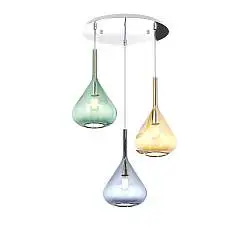 Sospensione Contemp Tonda Kona Metallo Cromo Vetro Multicolor 3 Luci E27