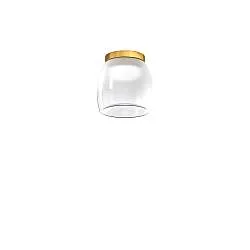 Plafoniera Contemporanea Drum Metallo Oro Vetro Bianco 1 Luce Led 8W Calda