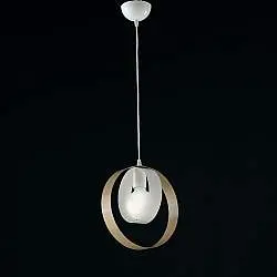 Sospensione Moderna 1 Luce Cerchi Ferro Bianco e Tortora Serie Bolla