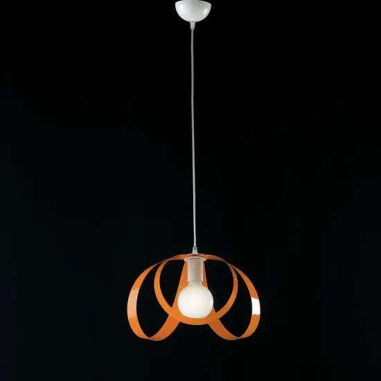 Sospensione Moderna 1 Luce Ferro Laccato Bianco e Arancio Serie Piovra | Be Light