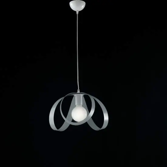 Sospensione Moderna 1 Luce Ferro Laccato Bianco e Grigio Serie Piovra | Be Light