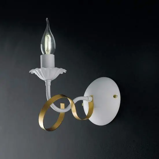 Applique Classico 1 Luce Ferro Battuto Bianco e Oro Serie Bandolo | Be Light