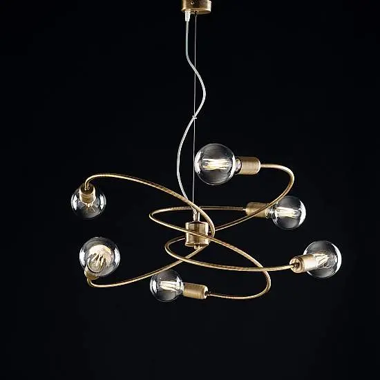 Sospensione moderna 6 Luci Ferro Bronzo Spazzolato Serie Vortex | Be Light